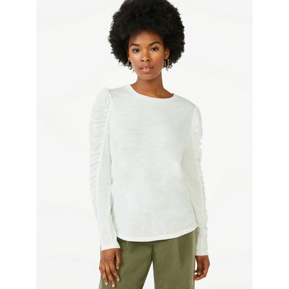 Scoop Long Sleeve Pullover Crew Neck Relaxed Fit Top (Women's) 1 Pack