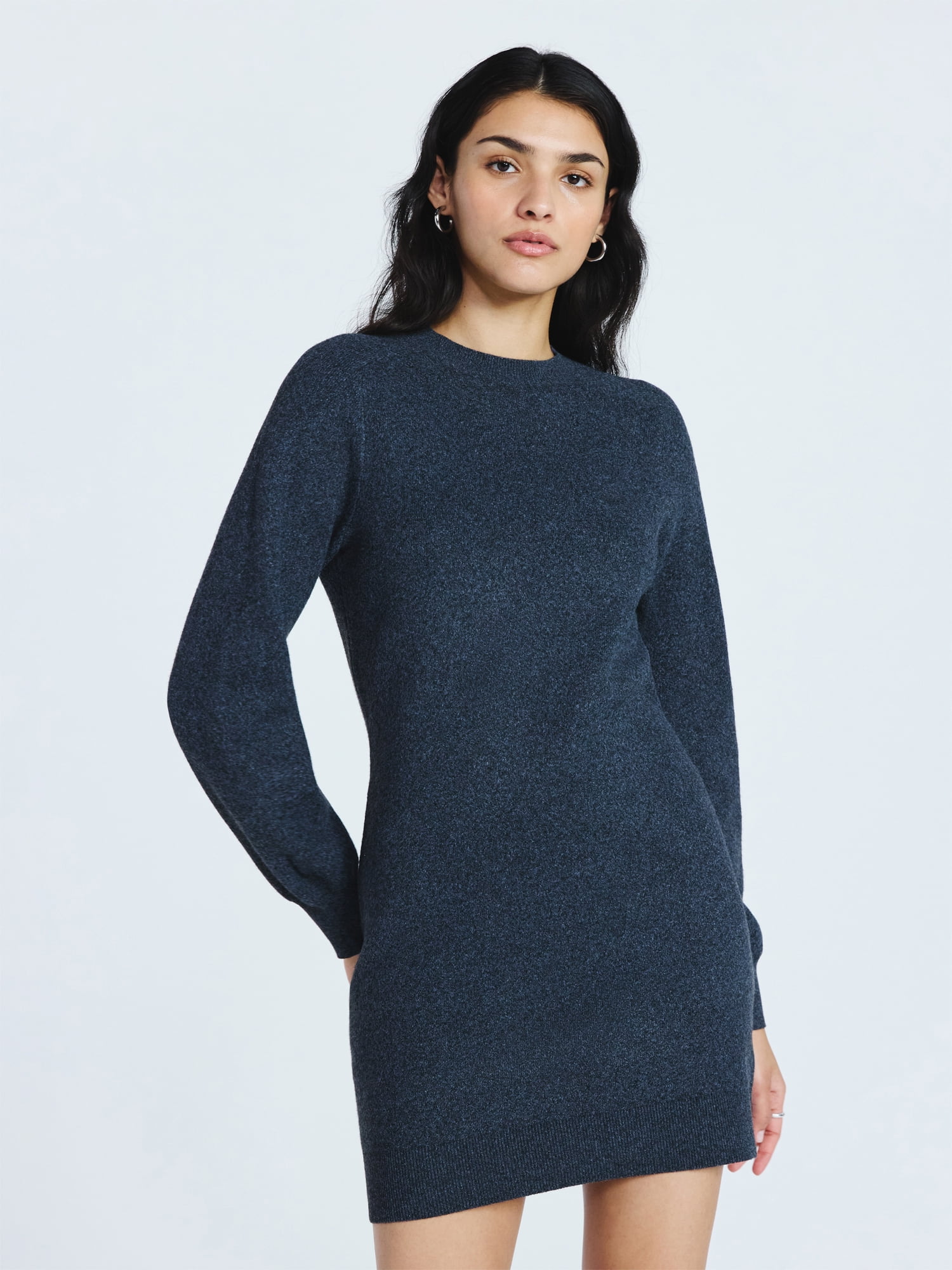 Scoop Long Sleeve Saddle Sweater Dress, Sizes XS-XXL