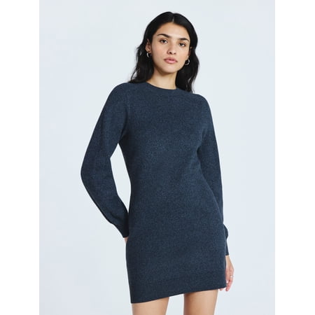 Scoop Long Sleeve Saddle Sweater Dress, Sizes XS-XXL