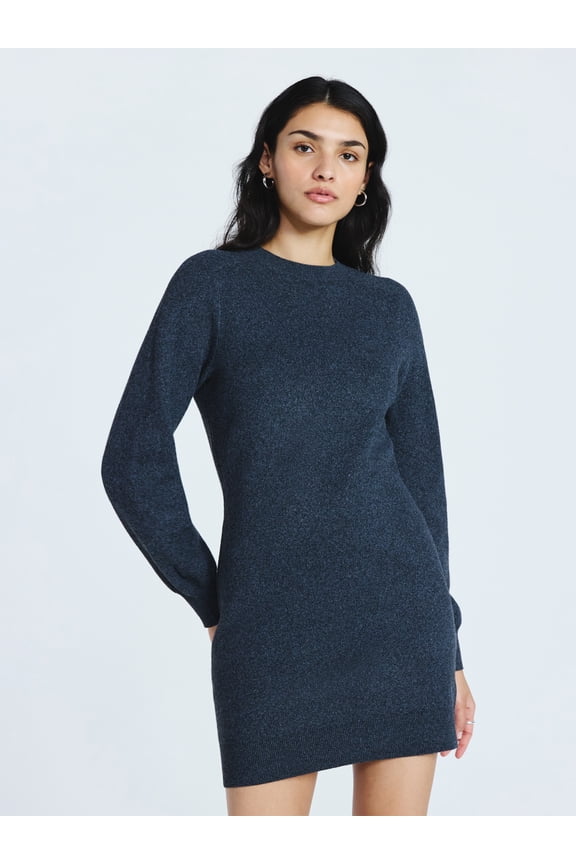 Long Sleeve Saddle Sweater Dress, Sizes XS-XXL