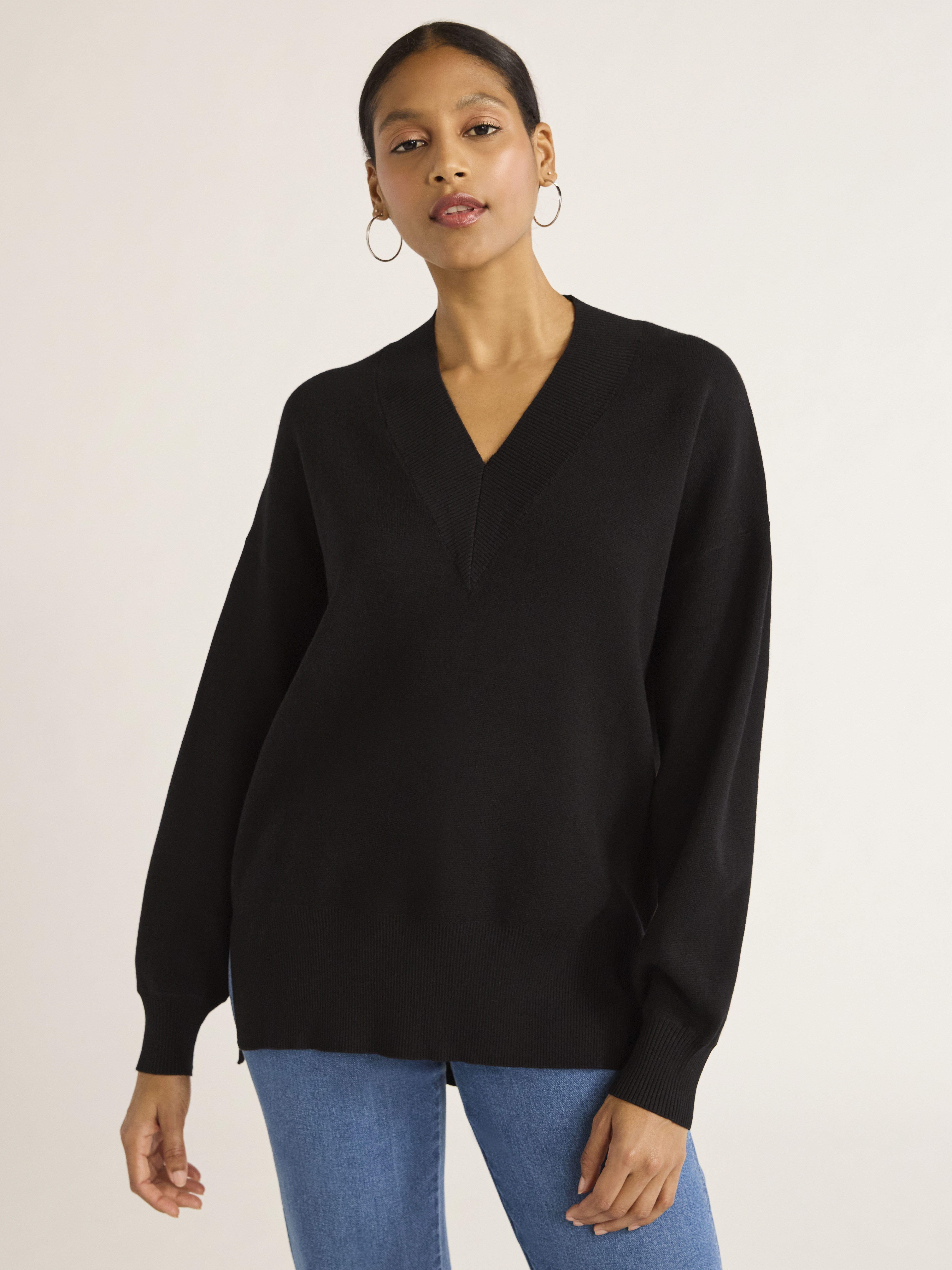 Scoop Women’s V Neck Tunic Sweater, Midweight, Sizes XS-XXL