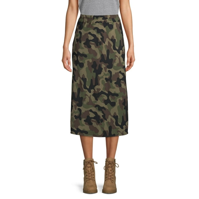 Scoop Midi Slip Skirt Camo Print Women's