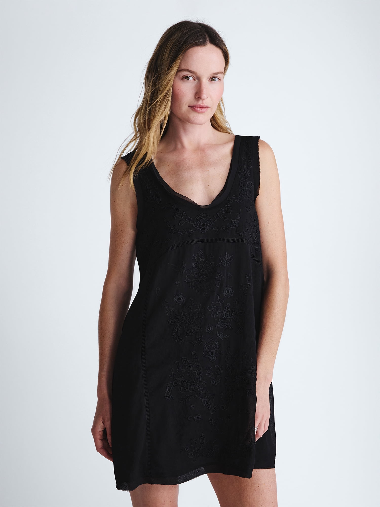 Scoop Women's and Women's Plus Embroidered Mini Dress, Sizes XS-4X