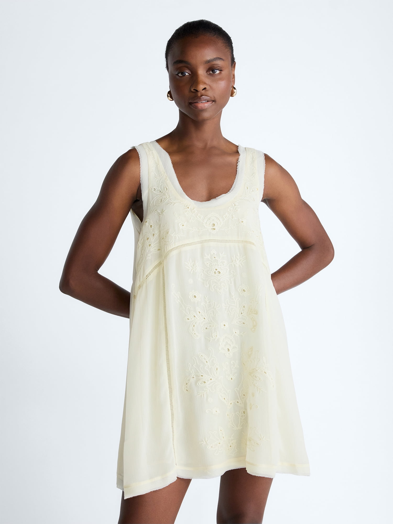 Scoop Women's and Women's Plus Embroidered Mini Dress, Sizes XS-4X