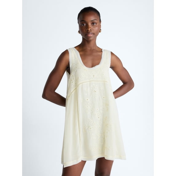Scoop Women's and Women's Plus Embroidered Mini Dress, Sizes XS-4X