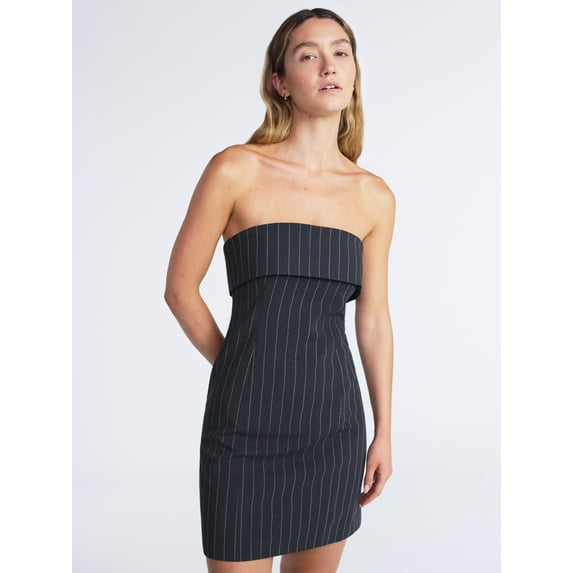 Scoop Women’s Fold Over Bandeau Neck Mini Dress, Sizes XS-XXL