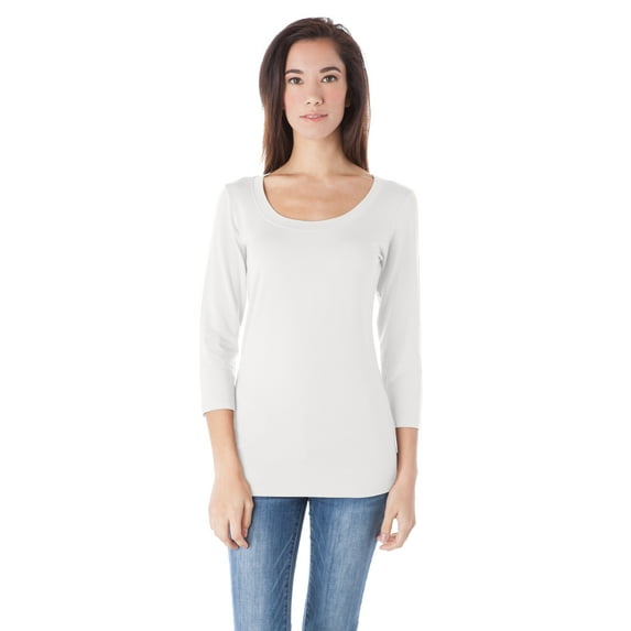 Scoop Neck 3/4 Sleeve Fitted Top