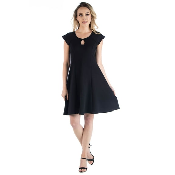 Scoop Neck A Line Dress with Keyhole Detail