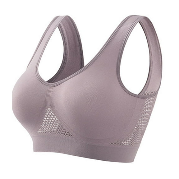 Scoop Neck Bra for Women Breathable Silky Comfort Wirefree Seamless Grip Band Pullover Bra Light Gray 3XL