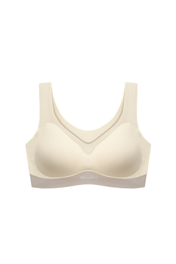 Scoop Neck Bra for Women, Silky Comfort Wirefree Seamless Grip Band Pullover Bra with Removable Pads
