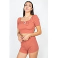 thumbnail image 1 of Scoop Neck Crop Top And Ribbed Shorts S, 1 of 10