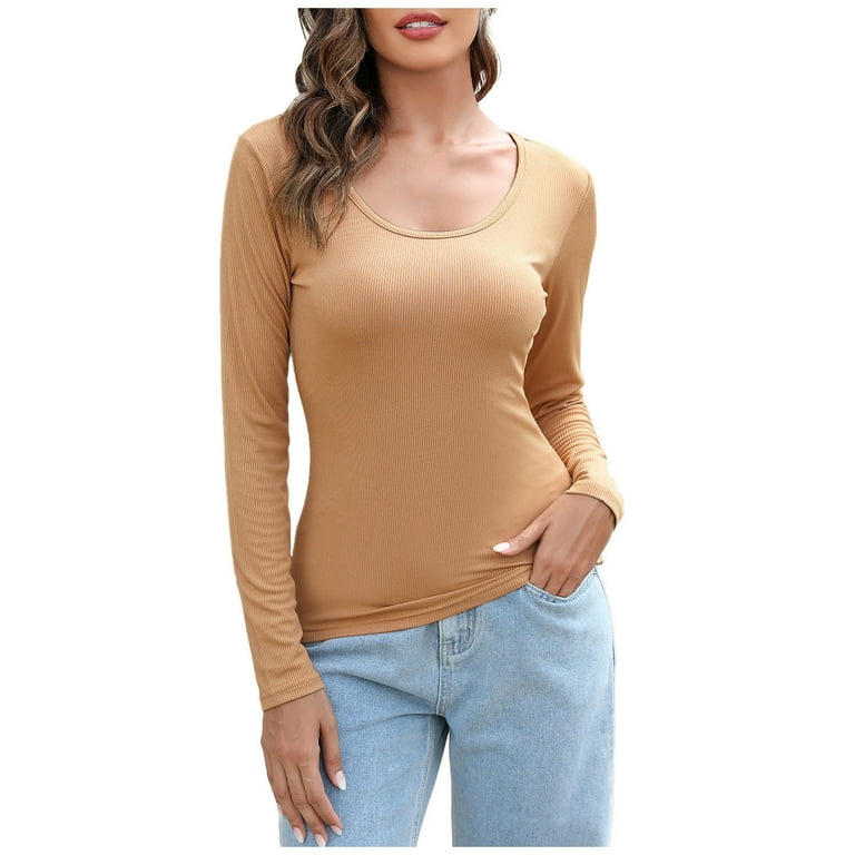 Scoop Long Sleeve Rib Khaki Scoop Long Sleeve Rib Khaki