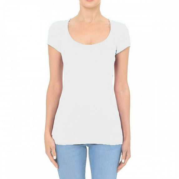 Scoop Neck Short Sleeve T Shirt Stretch Cotton Tee Women Cap Sleeve Tee (S-3X)