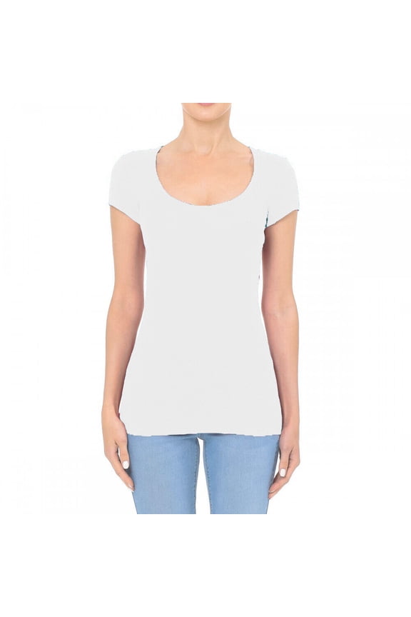 Scoop Neck Short Sleeve T Shirt Stretch Cotton Tee Women Cap Sleeve Tee (S-3X)