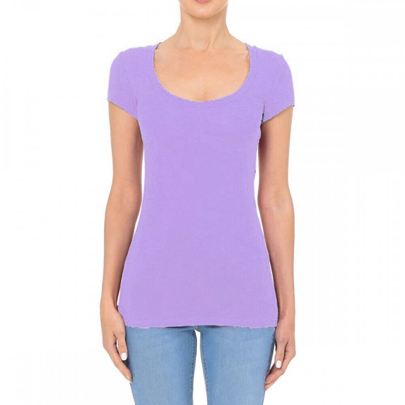 Scoop Neck Short Sleeve T Shirt Stretch Cotton Tee Women Cap Sleeve Tee (S-3X)