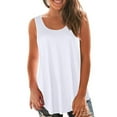 thumbnail image 1 of Scoop Neck Tank Tops for Woman Casual Summer Sleeveless O Neck Vest Tank Shirt Tunic Blouse Tops Tank Tops White, 1 of 5