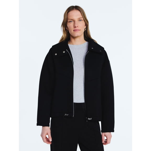 Scoop Women's and Women's Plus Neoprene Fleece Oversized Jacket with Hood, Sizes XS-4X