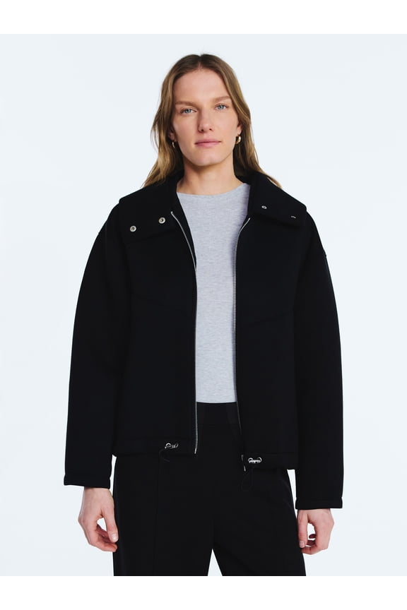 Women's and Women's Plus Neoprene Fleece Oversized Jacket with Hood, Sizes XS-4X