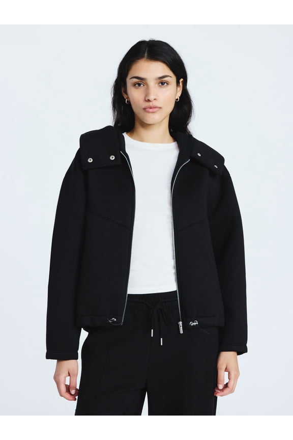 Women's and Women's Plus Neoprene Fleece Oversized Jacket with Hood, Sizes XS-4X