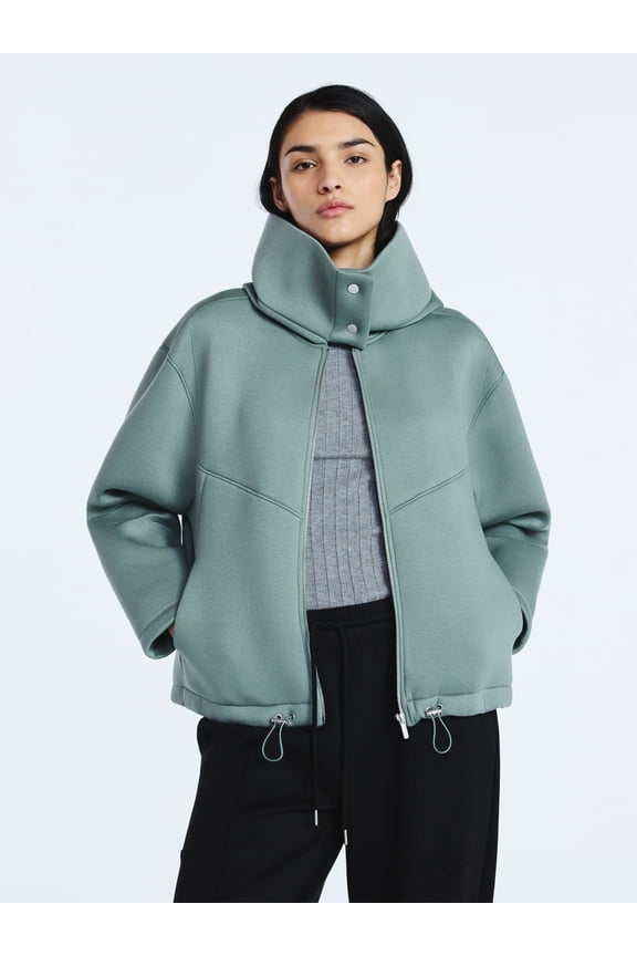 Women's and Women's Plus Neoprene Fleece Oversized Jacket with Hood, Sizes XS-4X