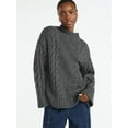 thumbnail image 1 of Scoop Women’s Oversized Cable Knit Sweater, Midweight, Size XS-XXL, 1 of 5