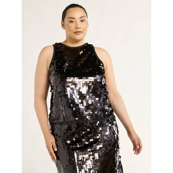 Scoop Women’s & Women's Plus Paillette Sequin Tank Top, Sizes XS-4X
