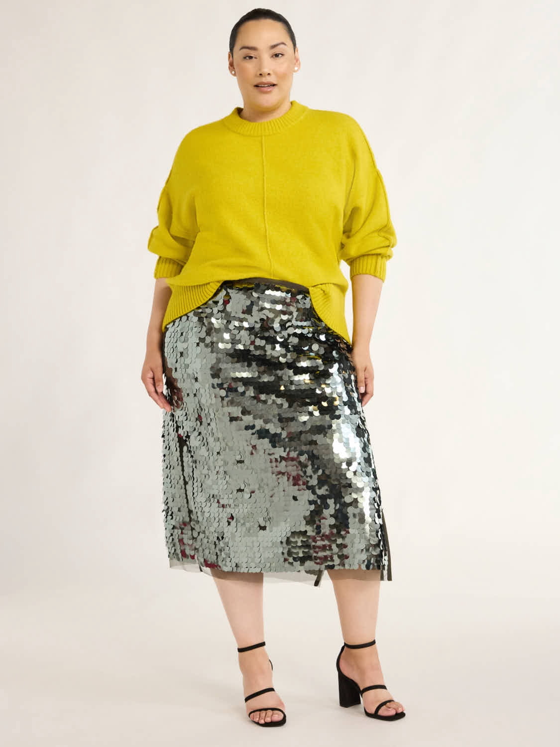 Scoop Women's & Women's Plus Paillette Sequin Midi Skirt, Sizes XS-4X
