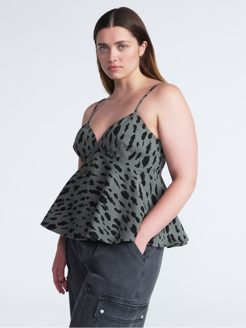 Scoop Women's and Women's Plus Denim Peplum Top, Sizes XS-4X