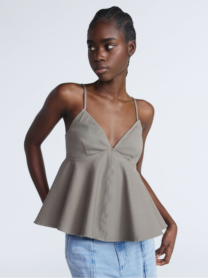 Scoop Women's and Women's Plus Denim Peplum Top, Sizes XS-4X