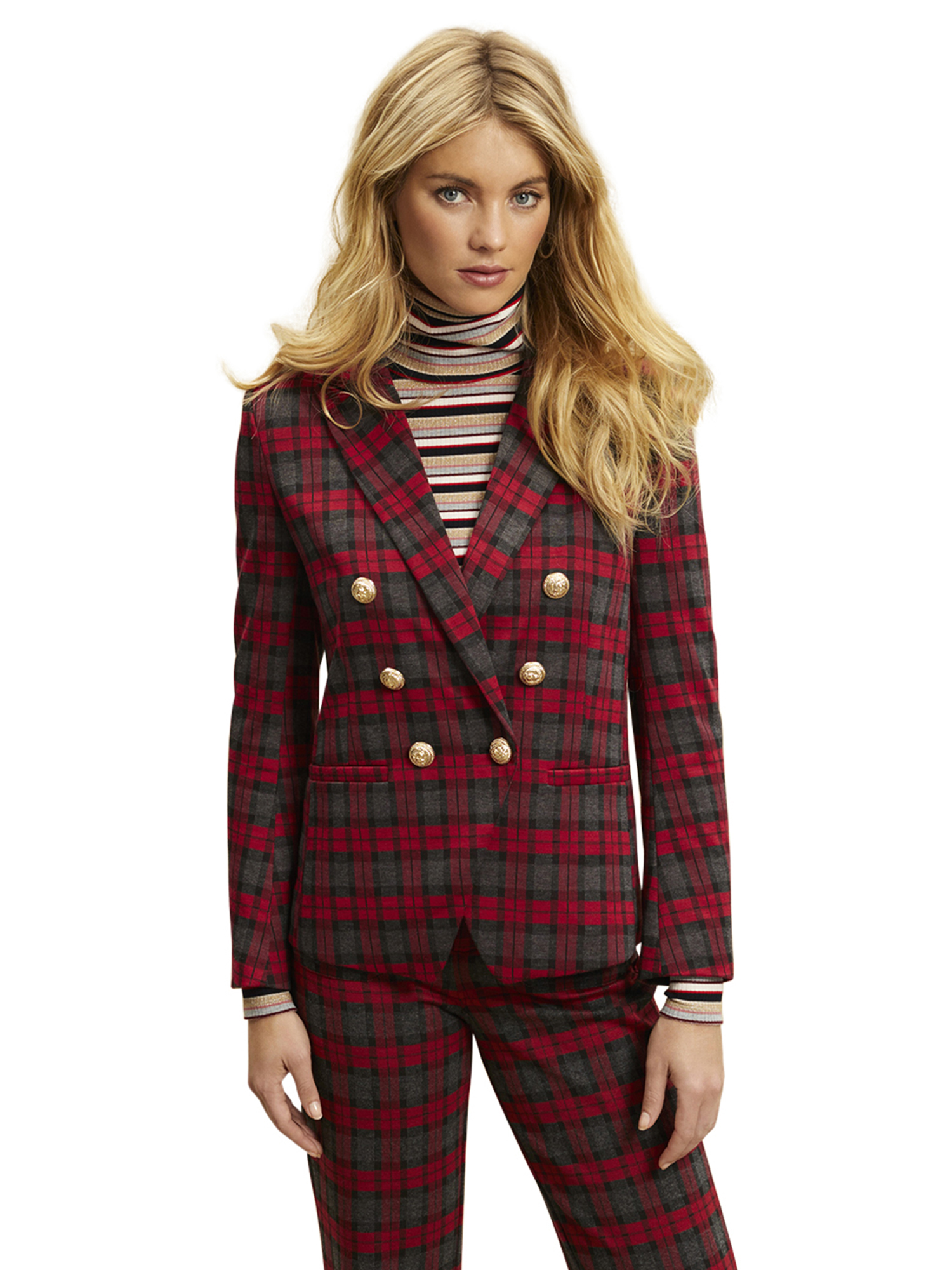 Scoop Plaid Double Breasted Blazer Women's - image 1 of 7