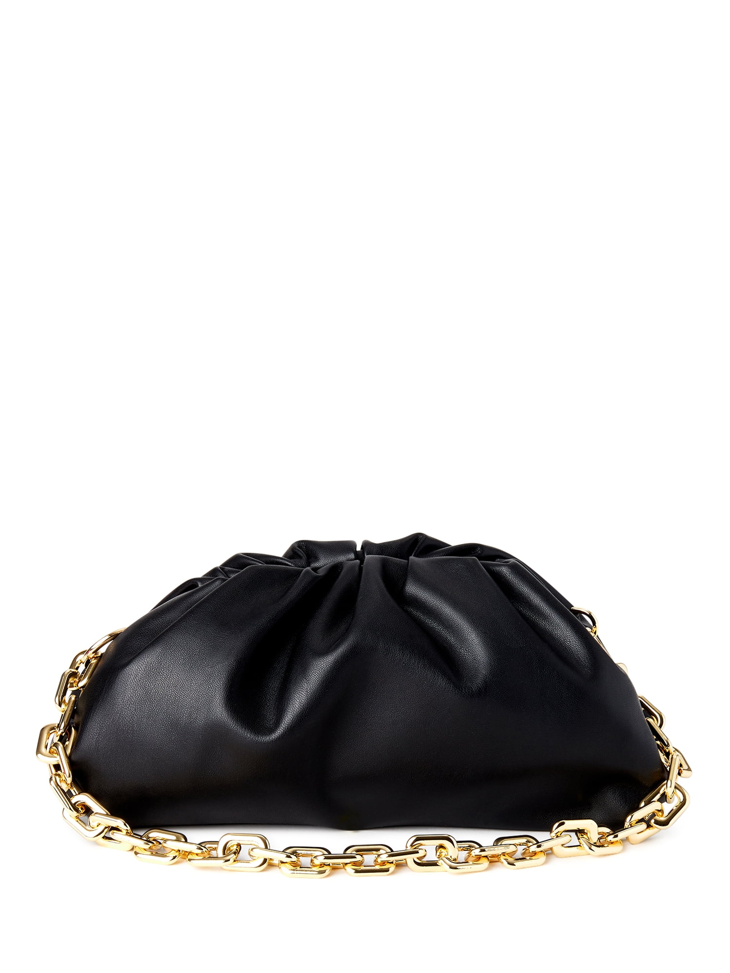 Scoop Ruched Clutch Gold Chain Handbag - Walmart.com