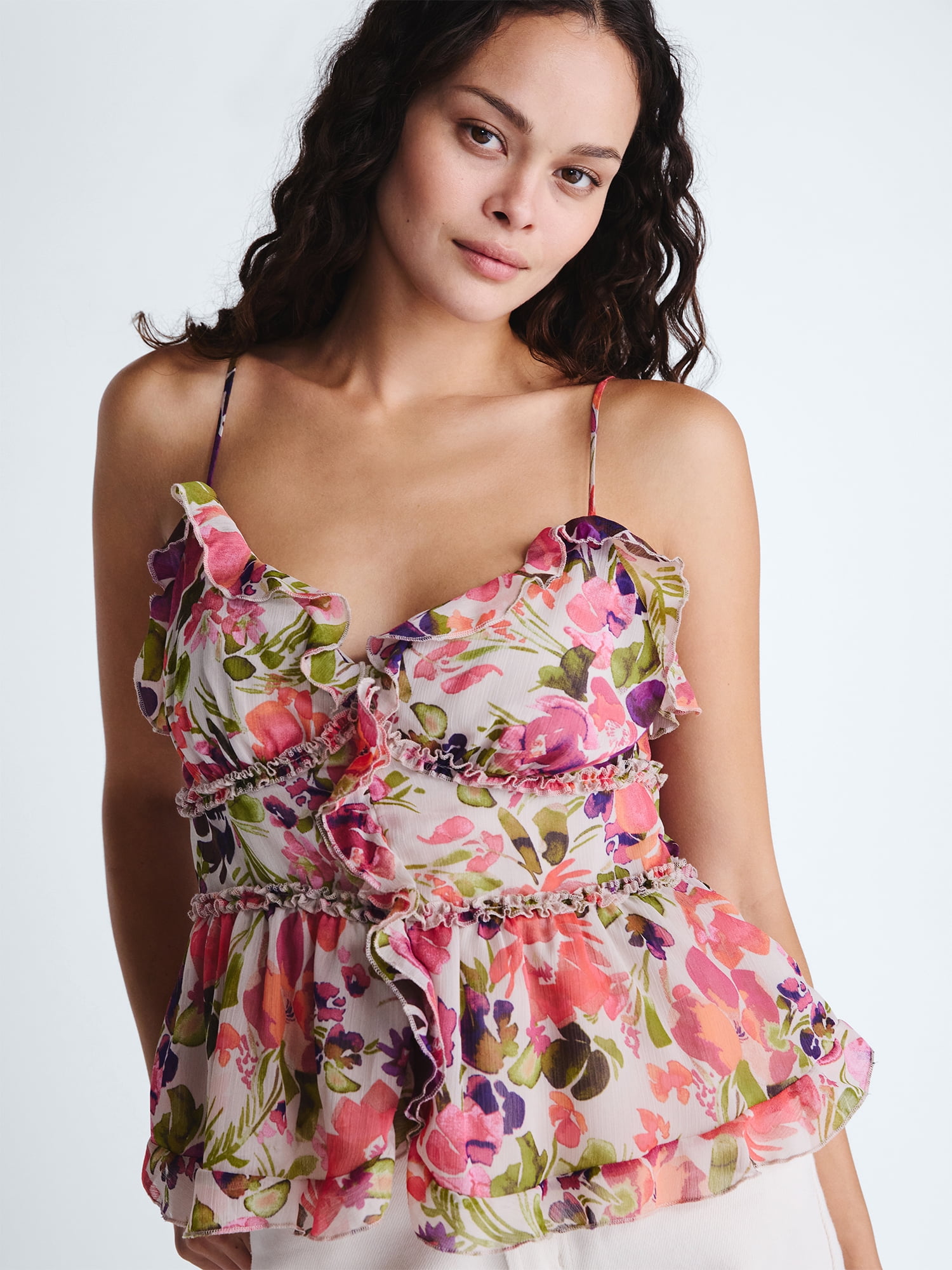 Scoop Women's and Women's Plus Ruffle Camisole Tank Top, Sizes XS-4X