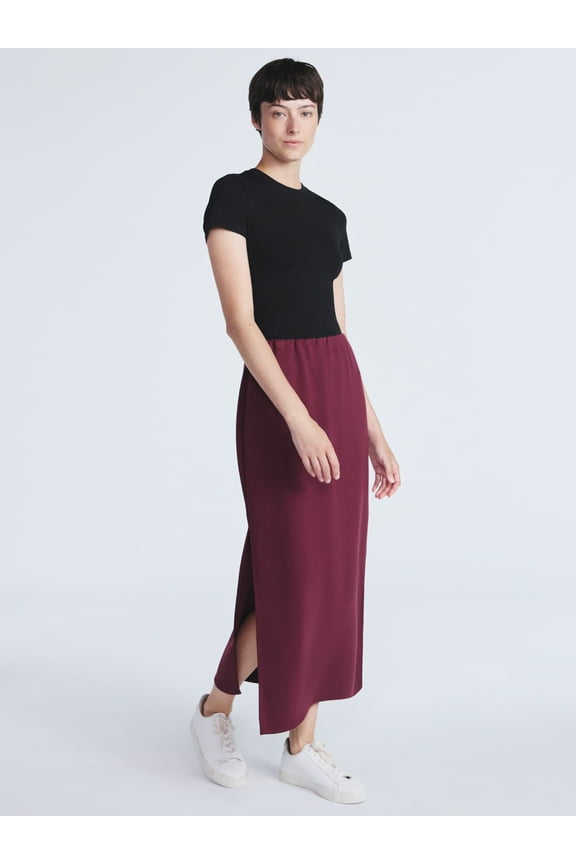 Women's and Women's Plus New Scubaknit Column Maxi Skirt, Sizes XS-4X