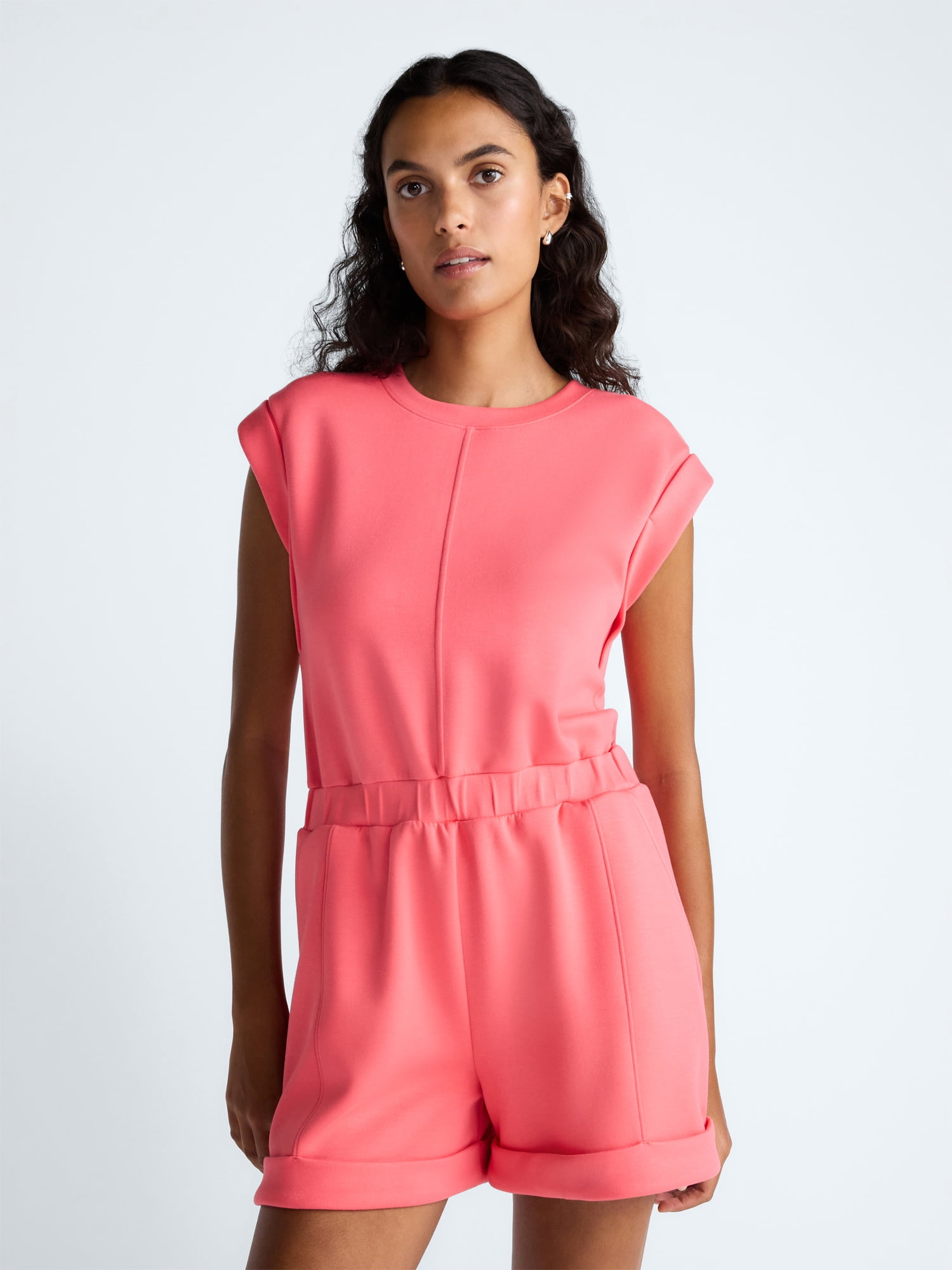 Scoop Women's and Women's Plus Scubaknit Crewneck Romper, Sizes XS-4X
