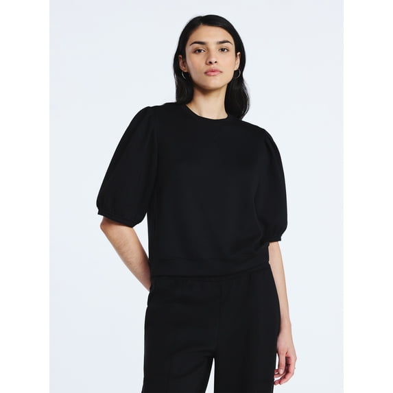 Scoop Women's and Women's Plus New Scubaknit Pleated Sleeve Top, Sizes XS-4X