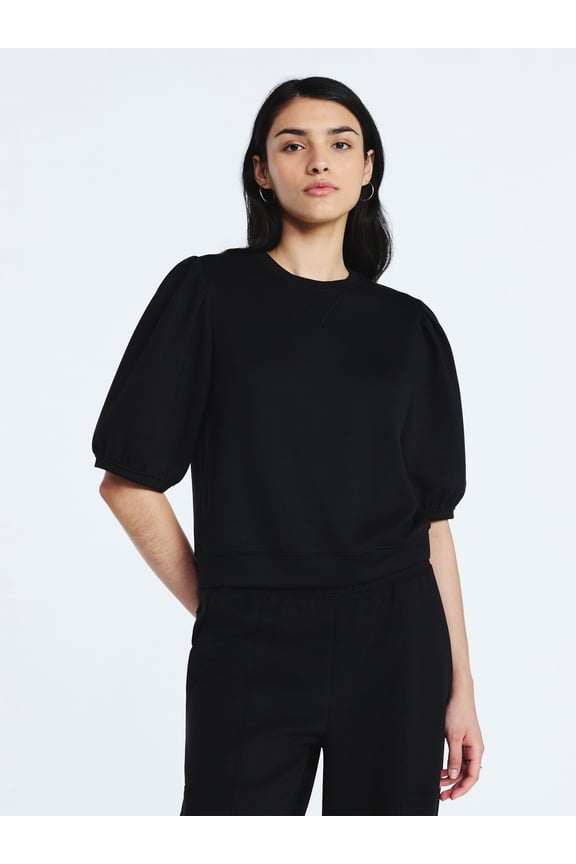 Women's and Women's Plus New Scubaknit Pleated Sleeve Top, Sizes XS-4X