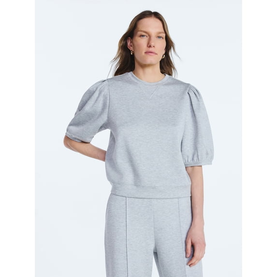 Scoop Women's and Women's Plus New Scubaknit Pleated Sleeve Top, Sizes XS-4X