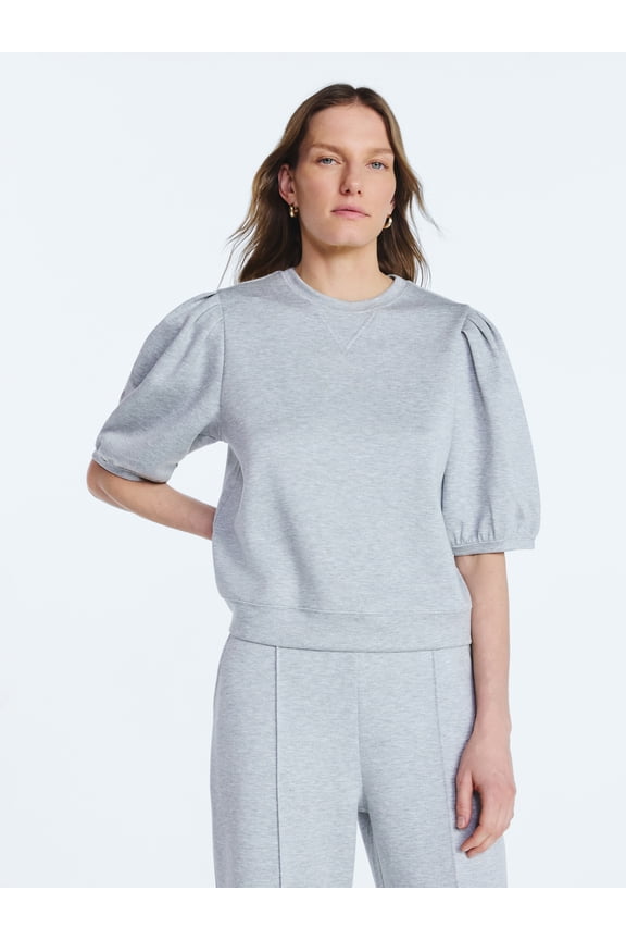 Women's and Women's Plus New Scubaknit Pleated Sleeve Top, Sizes XS-4X