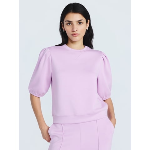 Women's and Women's Plus Scubaknit Pleated Sleeve Top, Sizes XS-4X