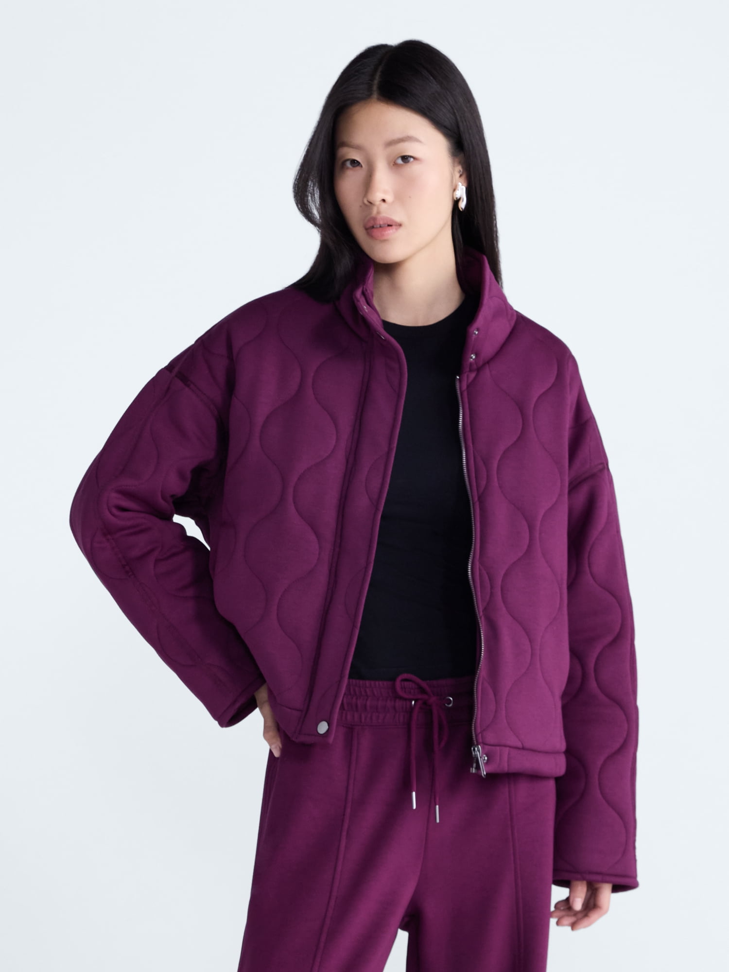 Scoop Women's and Women's Plus Scubaknit Quilted Jacket, Sizes XS-4X