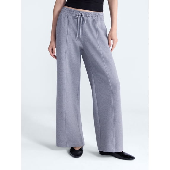 Scoop Women's and Women's Plus Scubaknit Wide Leg Tie Waist Seamed Pants, Regular, Short Lengths, Sizes XS-4X