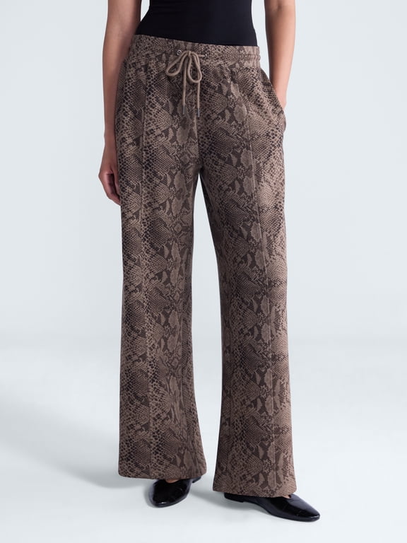 Women's and Women's Plus Scubaknit Wide Leg Tie Waist Seamed Pants, Regular, Short Lengths, Sizes XS-4X