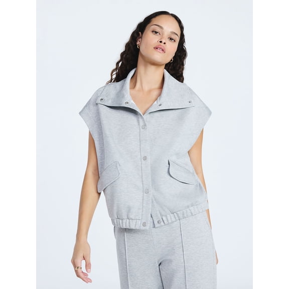 Scoop Women's and Women's Plus New Scubaknit Snap Vest, Sizes XS-4X