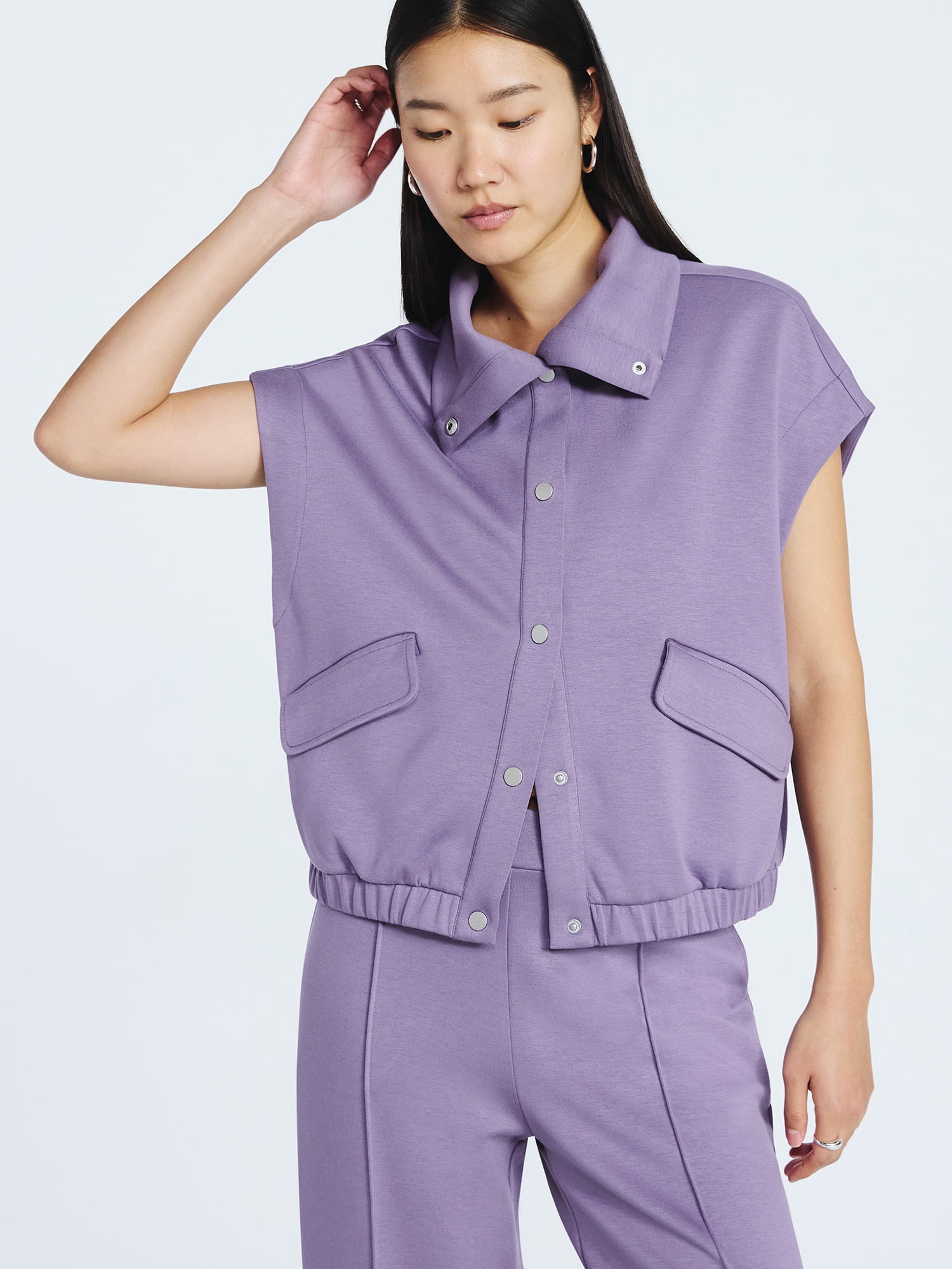 Scoop Women's and Women's Plus New Scubaknit Snap Vest, Sizes XS-4X