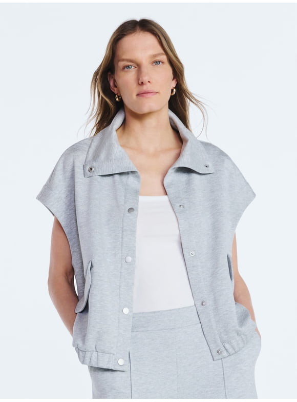 Women's and Women's Plus New Scubaknit Snap Vest, Sizes XS-4X