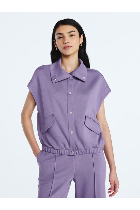 Women's and Women's Plus New Scubaknit Snap Vest, Sizes XS-4X