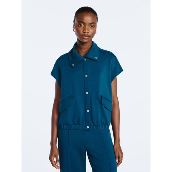 Scoop Women's and Women's Plus New Scubaknit Snap Vest, Sizes XS-4X