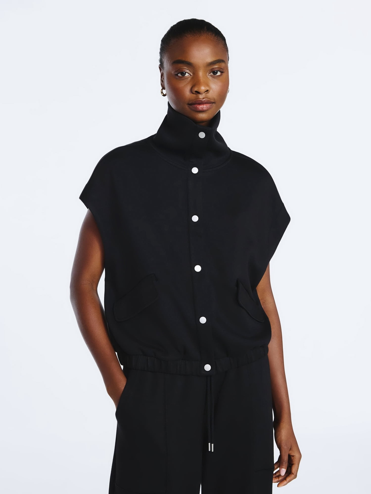 Scoop Women's and Women's Plus New Scubaknit Snap Vest, Sizes XS-4X