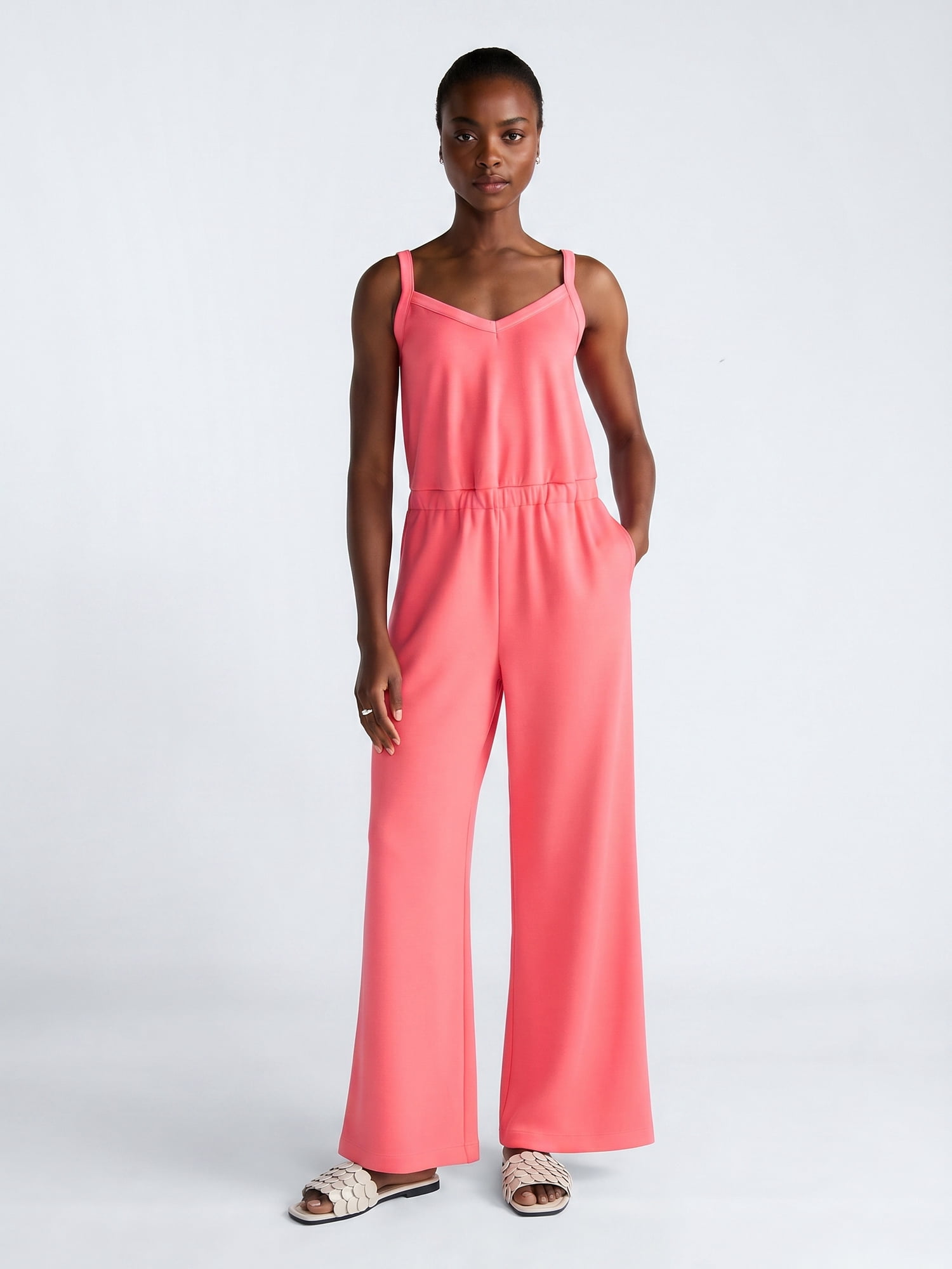 Scoop Women's and Women's Plus Scubaknit Tank Jumpsuit, Sizes XS-4X