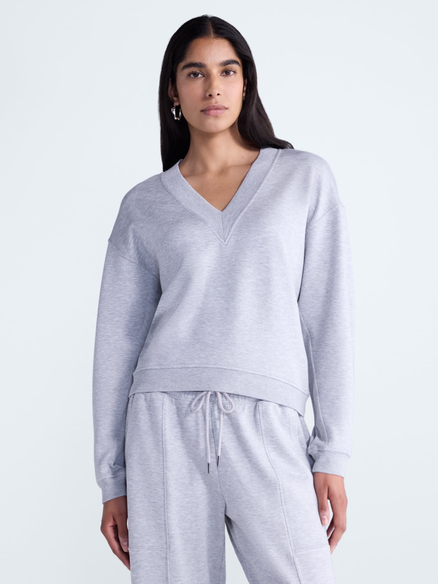Scoop Women's and Women's Plus V-Neck Sweatshirt, Sizes XS-4X